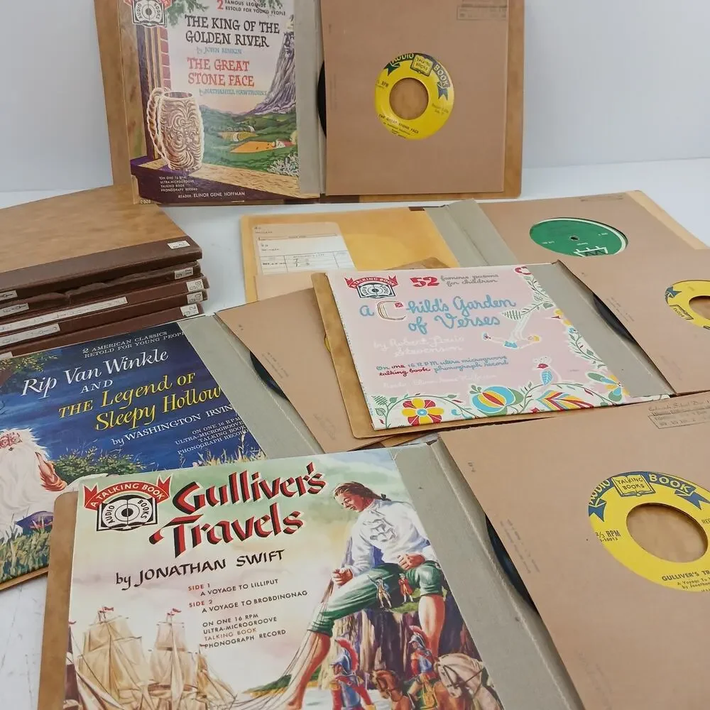 Lot of 10 Vintage 1950s-60s Audio Book Record Sets – Rip Van Winkle, Classics